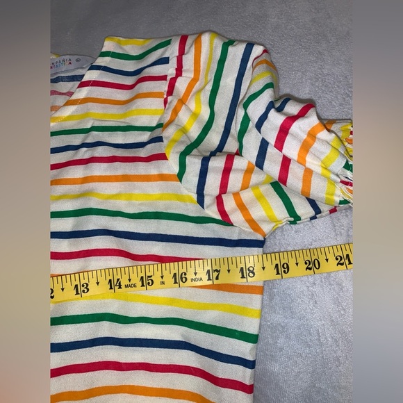 Compania fantastica rainbow Striped Multicolor Women smocked waist cropped top M - Picture 6 of 7
